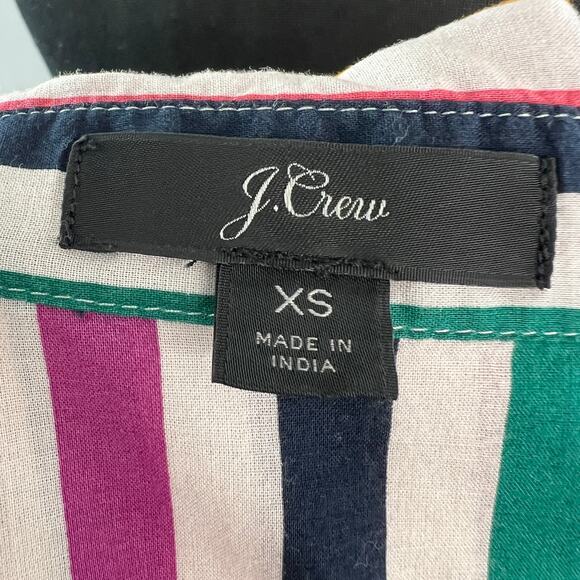 J. Crew Rainbow Striped Shirt Dress Belted Cotton Long Sleeves Knee Length Sz XS - Picture 9 of 12